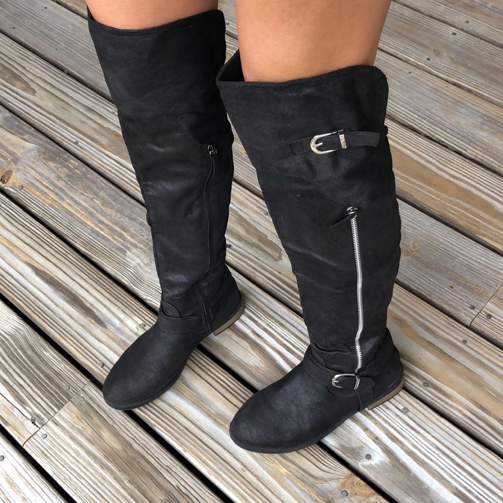 Restricted Over the Knee High Boots w zipper